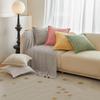 Modern Corduroy Patchwork Pillow Cover with Piping - Light Color Corn Stripe Design for Living Room Cushion