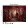 2D Luxurious Red Floral Doorway Backdrop Engagement & Wedding Photography