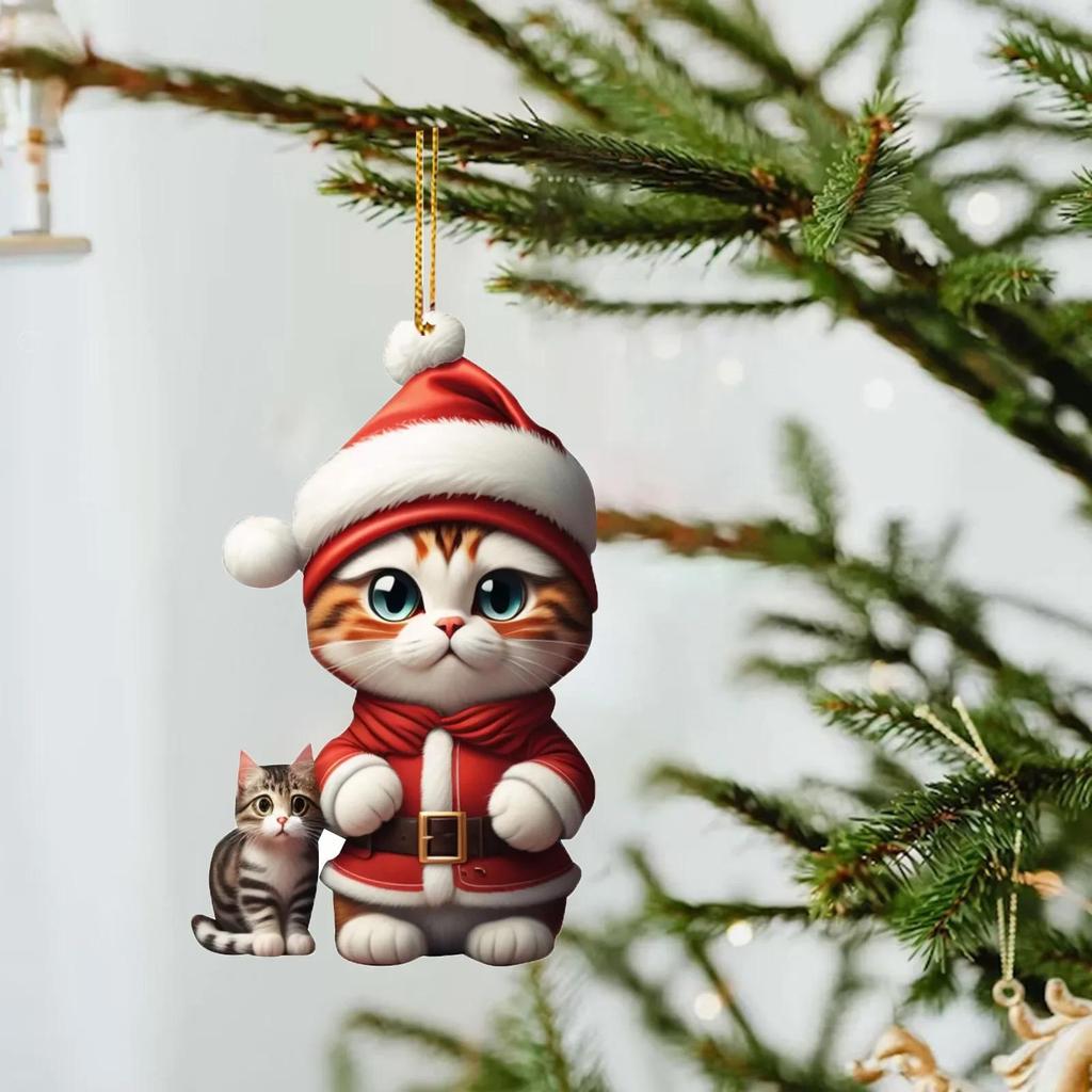Cartoon süße Katze 2023 Weihnachtsschmuck hängende Dekoration Geschenk Weihnachten hängender Baum personalisierter Anhänger Partyzubehör