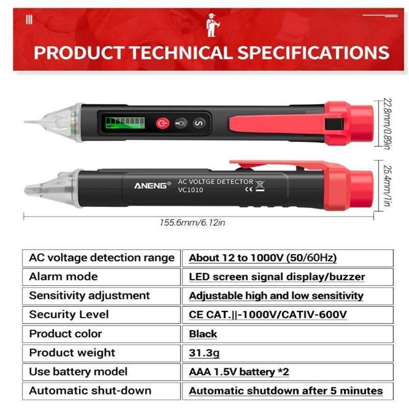 Digital Display Test Pen AC DC Voltage Detectors Smart Non Contact Tester 12 1000V Current Electric Sensor