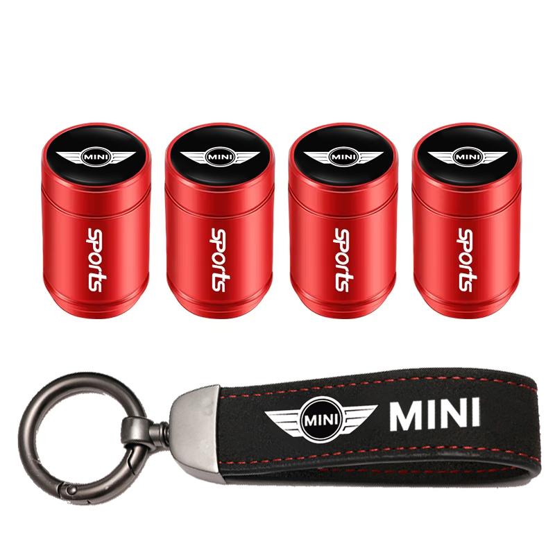 Car Tire Wheel Valve Caps Cover Suede Car Key Chain Ring Keychain For MINI WORKS One Cooper JCW R60 R59 R58 R57 R56 R55 R53 R52+