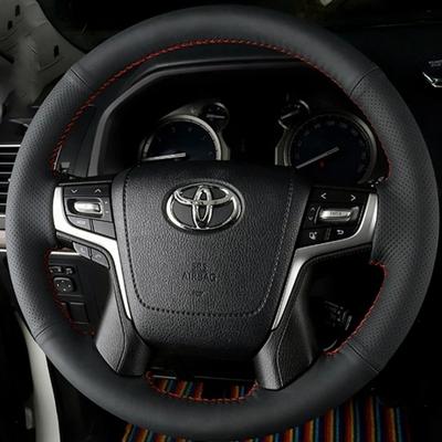 DIY Black Artificial Leather Steering Wheel Cover For Toyota Land Cruiser 2016 2017 2018 Land Cruiser Prado 2018