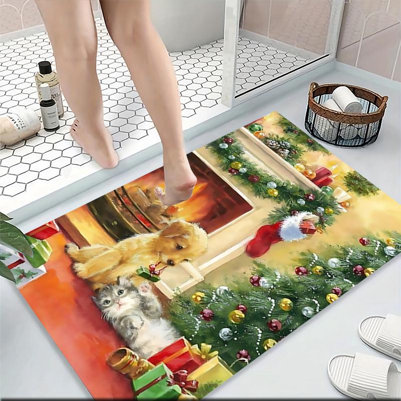 Christmas Puppies Presents Carpet Rug Soft Washable Anti Slip Home Living Room Sofa Mats Personalized Christmas Rug