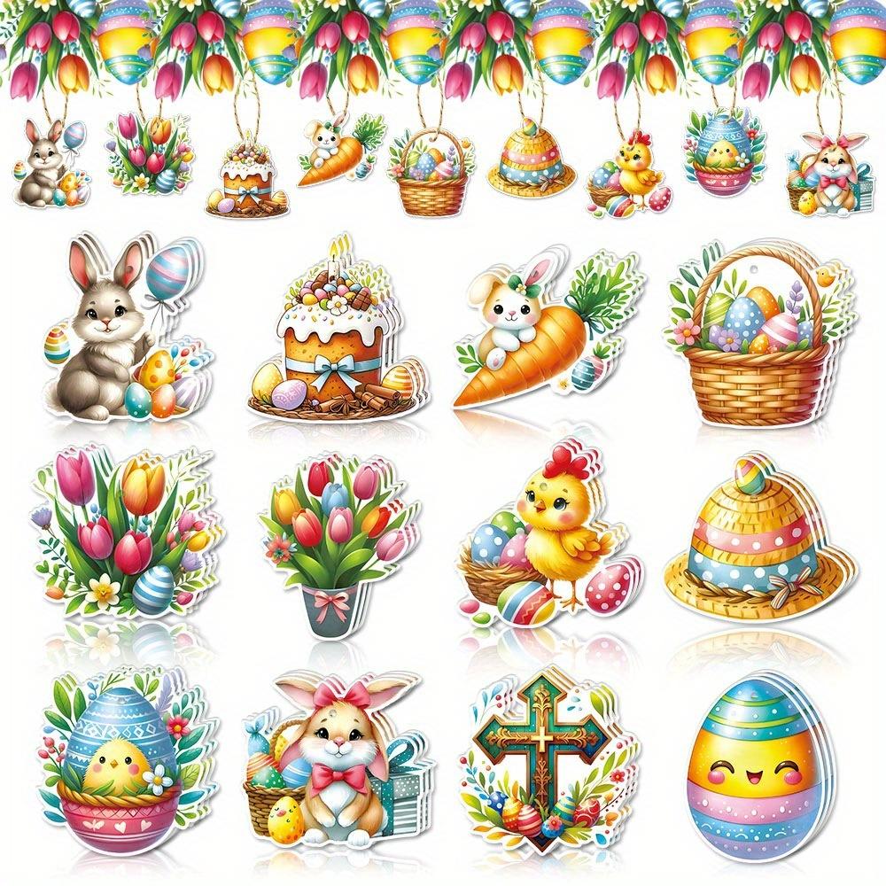 12pcs/1pack, Easter Paper Decorations, Gift Tags and Labels, Festive Party Atmosphere Decorations and Props, Plant Accessories