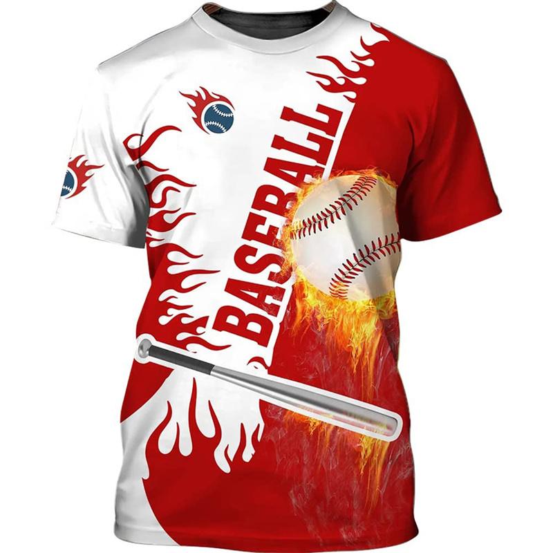 Hot Sale Baseball Pattern Printing Personality 3D Printed T-shirt Sports Softball Unisex Quick-drying Short-sleeved T Shirt Top