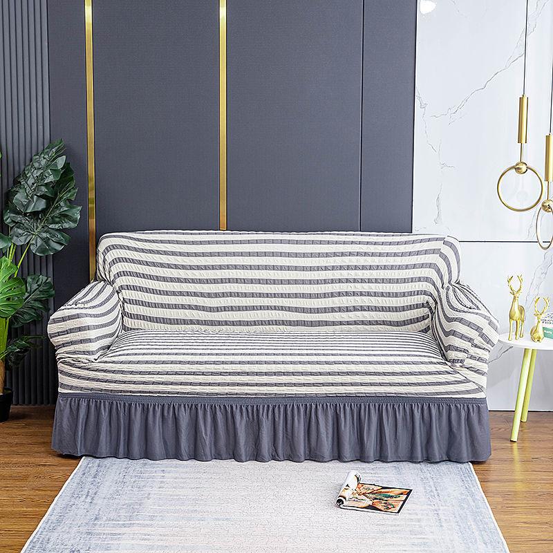 

1/2/3/4-местный чехол для дивана из жатого хлопка с рюшами для гостиной, толстые эластичные однотонные эластичные чехлы для диванов, чехлы для диванов и кресел 90-140CM