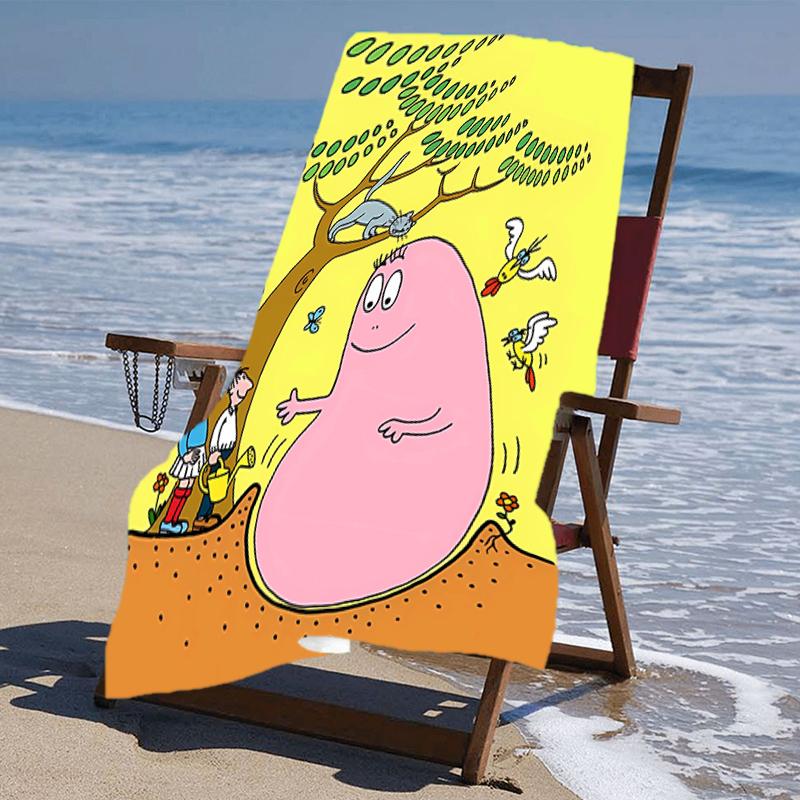proof beach towel with a Barbapapa pattern - soft,absorbent,quick-drying,machine washable - perfect for swimming,camping,bathing