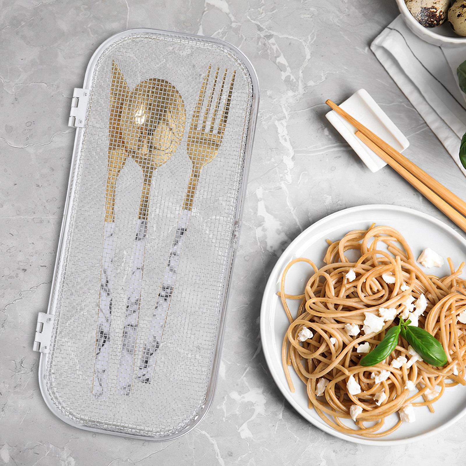

304 Stainless Steel Dishwasher Cutlery Basket Heavy Duty Utensil Holder for Forks Spoons Chopsticks Silverware Organizing 26.5X11.5X3.5CM