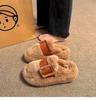 Thick-bottomed Fluffy Slippers Women's Outer Wear Bag Head Half-tow Internet Celebrity Warm and Velvet Popular Office Home Cotton Slippers