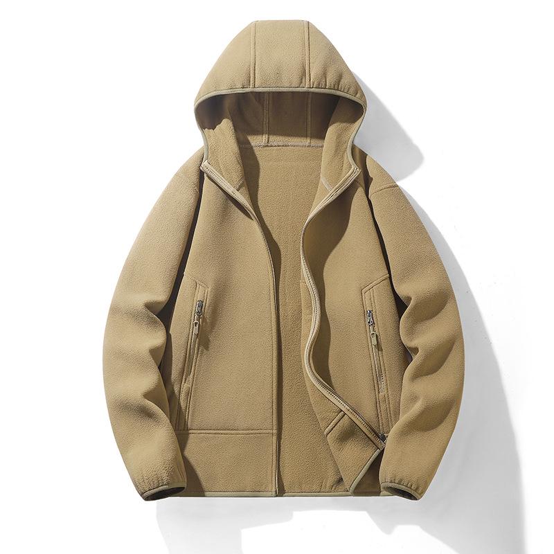 Men s Windproof Hooded Fleece Jacket, Warm and New for Autumn/Winter, Boys Cardigan Hoodie 4XL