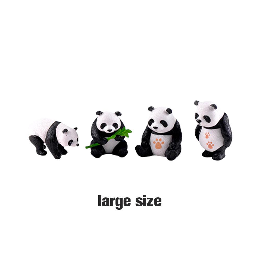 4Pcs Panda Decoration Figurine Cutely Ornaments Animal Accessory Landscape Simulation Miniatures Micro Garden Gift