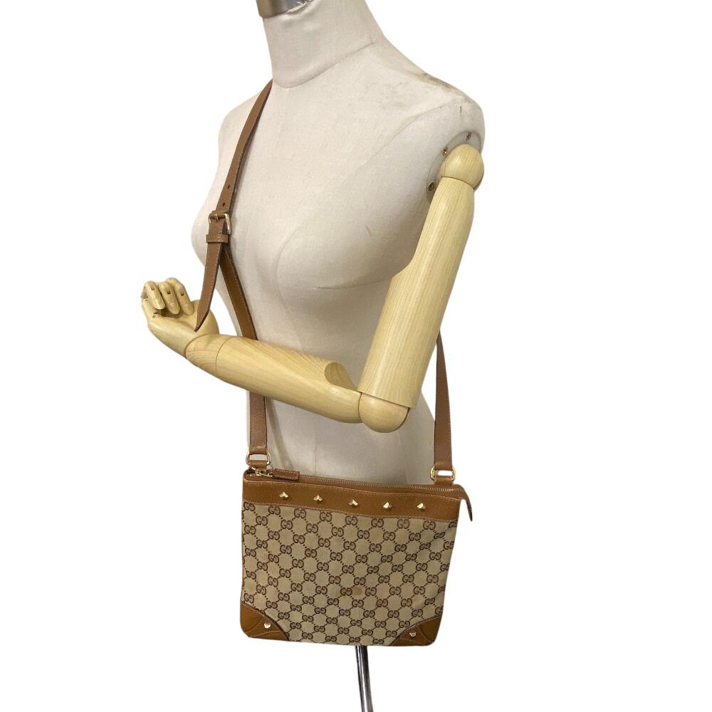 GUCCI 120893 Studs crossbody GG canvas GG canvas Shoulder Bag Brown GG canvas unisex Used