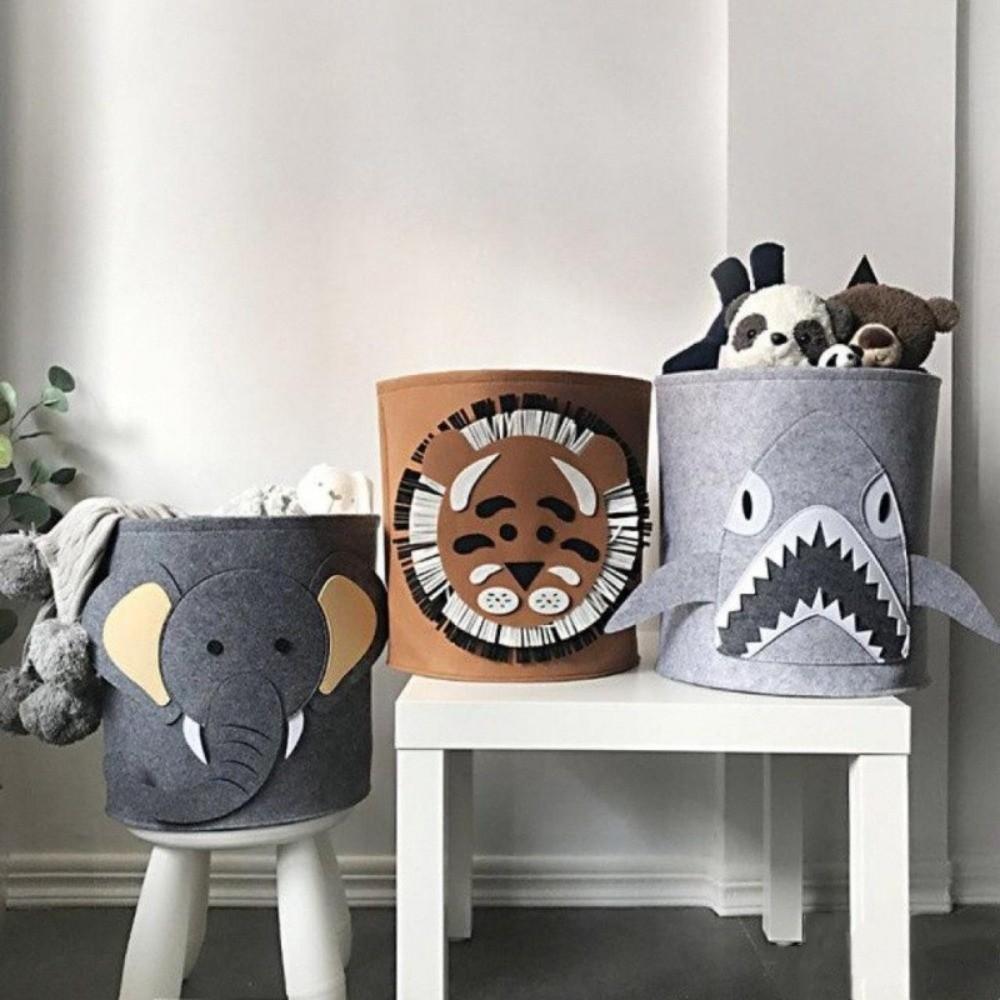 Durable Cute Cartoon Toy Storage Basket Felt Washable Laundry Basket Toy Storage Box Home Organizer