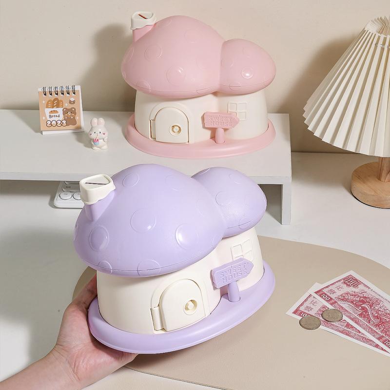 Mushroom House Piggy Bank Children's Home Decor Living Room Decoration Piggy Bank Piggy Bank for Adults  Money Box Coin Bank