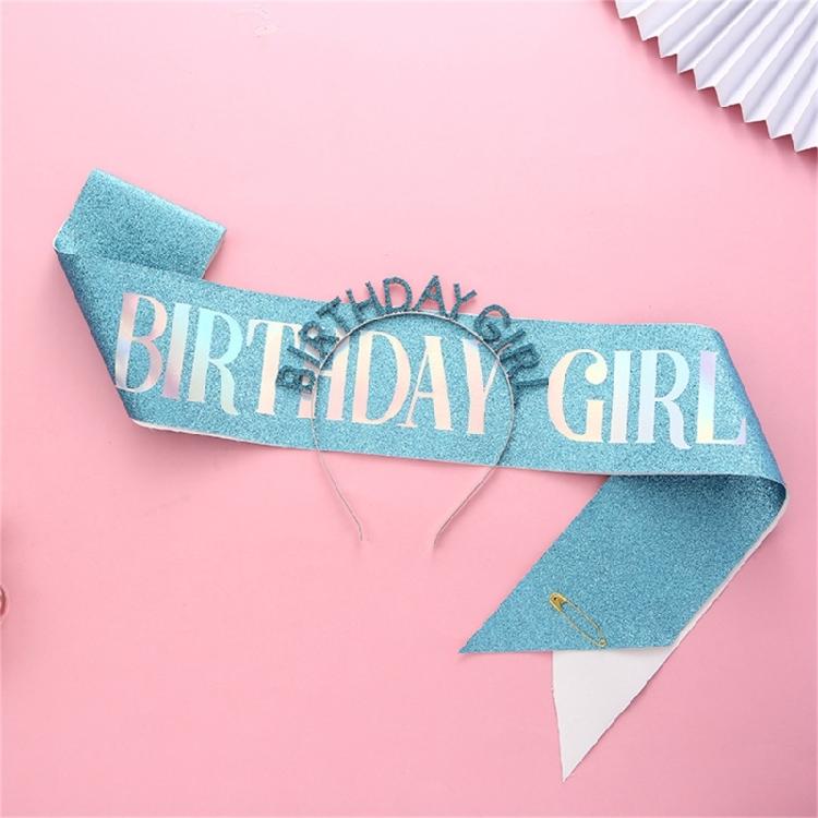 Sparkly Tiaras Birthday Girl Headband Sash Set Sparkling Tiaras Hair Hoop