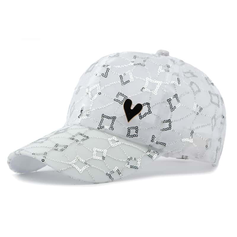 Korean-Style Fashion Women'S Hat, Sequin Mesh Breathable Peaked Cap, Summer Breathable Mesh Hard-Top Trendy Basebal