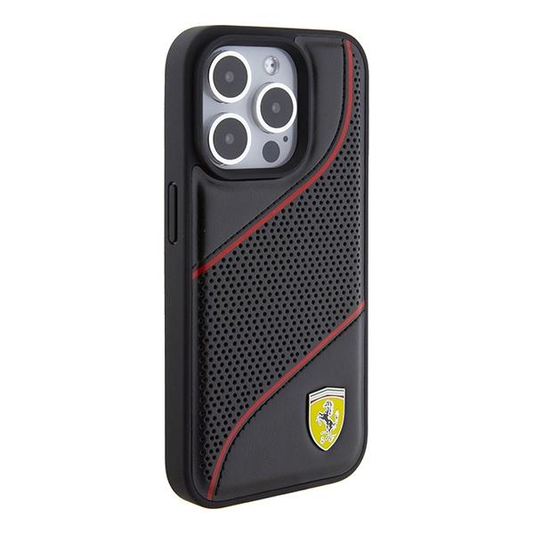 Ferrari Fehcp15Lpwak Iphone 15 Pro 6.1 Czarny/Black Hardcase Perforated Waves Metal Logo