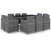 VidaXL Garden Lounge Set 11 Pcs with Cushions Wicker Resin Grey
