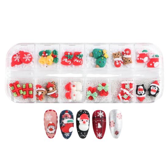 1 Box Xmas Manicure Decor Exquisite Shape Adorable Appearance 3D Visual Effect Non-Irritating Wide Application Decorative