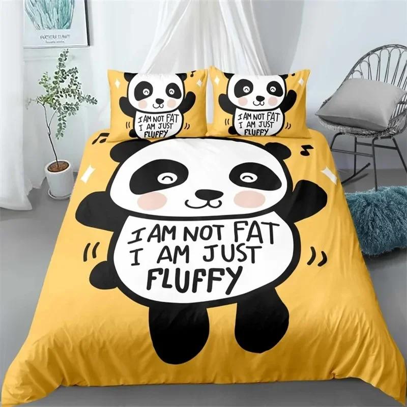 Cute Panda Animal Giant Panda Comfortable Duvet Quilt Cover Pillowcase Bedding Set Children Bedroom Decoration Home Textile