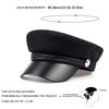 Personalized Leather Eaves Military Hats Spring Autumn Sailor Hats Black Ladies Beret Caps Flat Top Captain Cap Travel Cadet Octagon