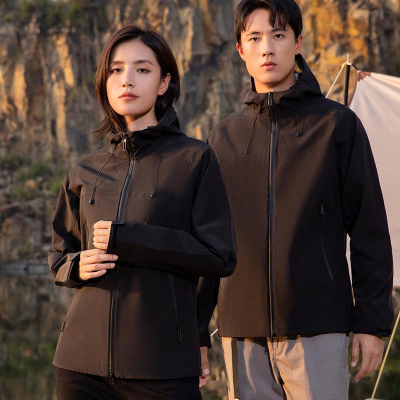 Windproof Waterproof Outdoor Jacket with Custom Logo for Men & Women - Autumn/Winter Team Workwear 2XL чёрный