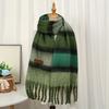 Women's Mohair Winter Scarf Cashmere Feel Tassel Scarf Colorful Striped Long Scarf Winter Shawls Wraps for Cold Weather
