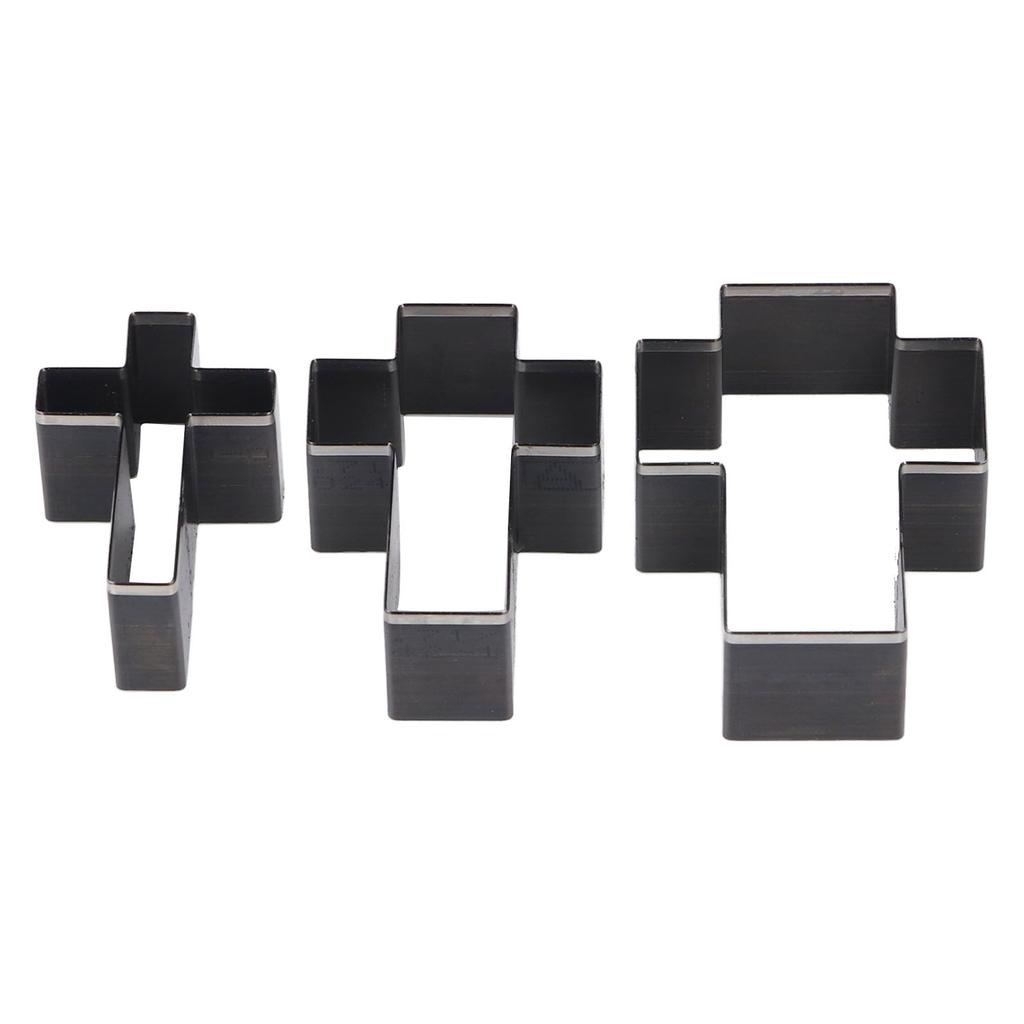 3PCS Crossed Shape Cutting Dies Crossed Shape Hollow Punch Cutter Set for Leather Crafts 69mm 61mm 53mm Height