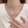 Elegant Zirconia Flower & Bow Necklace - Delicate Rose Knot Clavicle Chain for Women