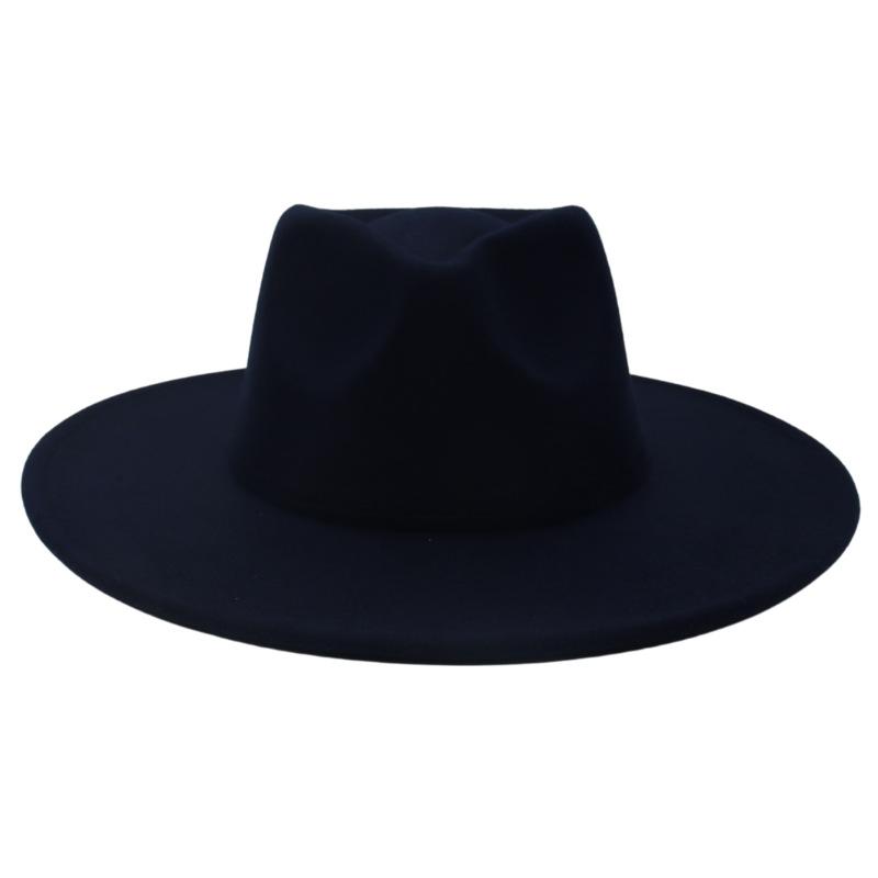 Big Brim Top Hat Women'S Coat With Hat Felt Hat Solid Color Cashmere Jazz Hat