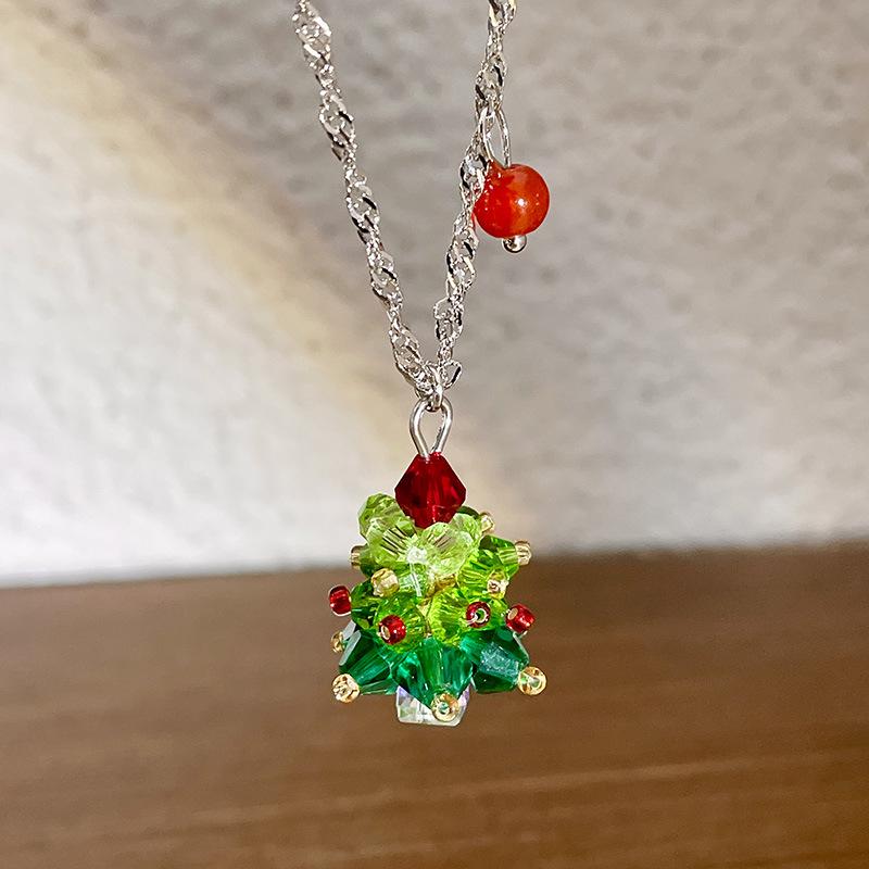 

Хрустальная подвеска в виде рождественской елки - Праздничная цепочка для ключицы и свитера для женщин