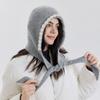 Balaclava Hat Pearl Bead Ear Protection Strap Design Women's Autumn and Winter Warm Wool Cute Bag Head Hat