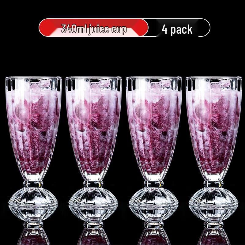 HANDUNYOU 340ml Reinforced Glass Beverage Cups (4-Pack)