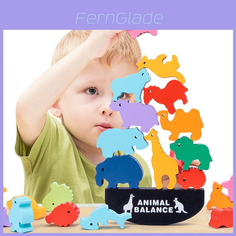 Tier-Gleichgewichtsbausteine aus Holz für Kinder Lernspielzeug zur Förderung der Hand-Auge-Koordination