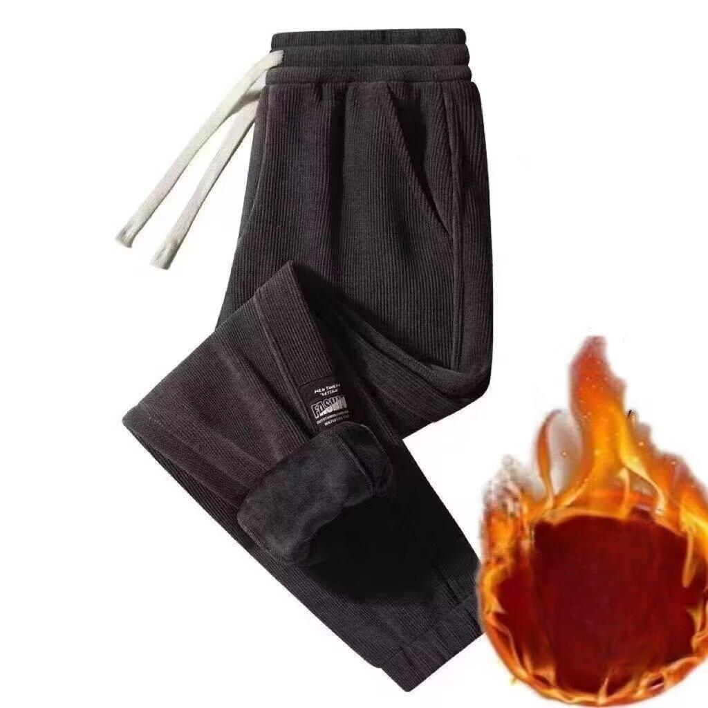 Men's Trendy Loose Fit Ribbed Sweatpants with Cuffs for Autumn & Winter Sportswear