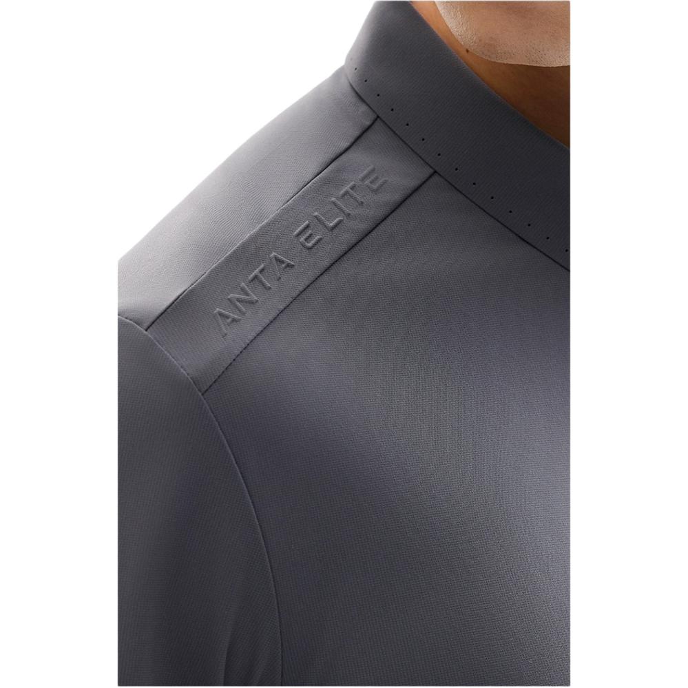 Anta Plain Comfortable Breathable Versatile Short Sleeve Polo Shirt Men Tops Iron-Ore-Gray 952527112-4