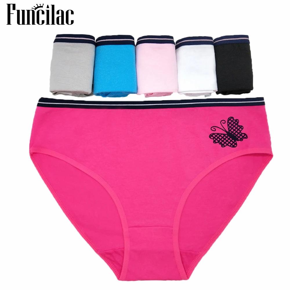 Women's Cotton Briefs Sexy Print Ladies Panties Big Size Mid-rise Women Underwear Cotton Crotch 2XL 3XL 4XL 6 Pcs/set