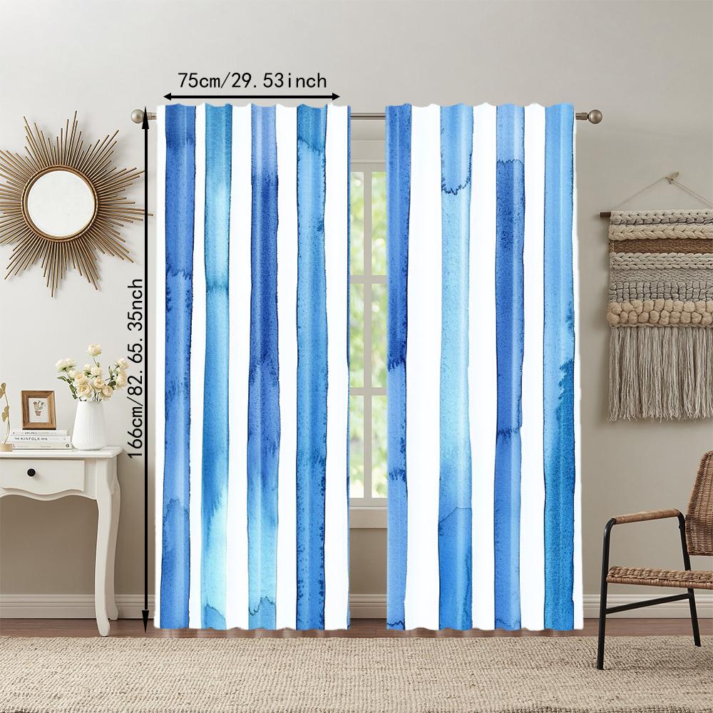 2 Pcs, Versatile Polyester Transparent Curtains for Home Decoration Modern Stripe for Use In Bedrooms and Living Rooms