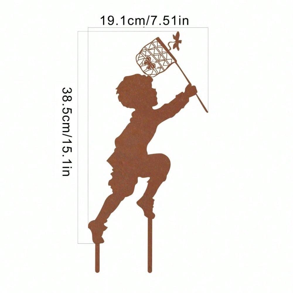 **1pc Metal Silhouette Boy Girl Art Outdoor Garden Farmhouse Decor**