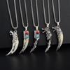 Men's Tibetan Faux Wolf Tooth Pendant Necklace, Titanium Steel Chain, Nepalese Style