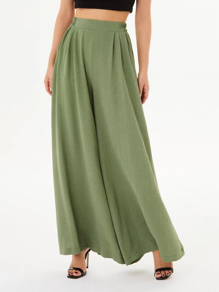 

2026 Women s High-Waisted Wide-Leg Yoga & Dance Pants, Casual Elastic Waist with Pockets Extra Large зелёный
