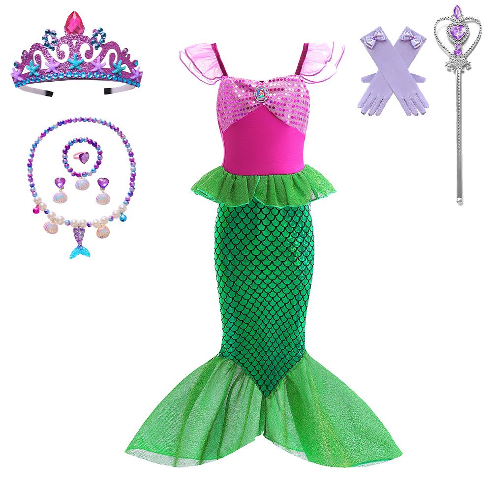 Дитячий костюм косплею русалки, костюм для рольових ігор для дівчаток, костюм для карнавалу, Хелловіну, дня народження, літня сукня принцеси