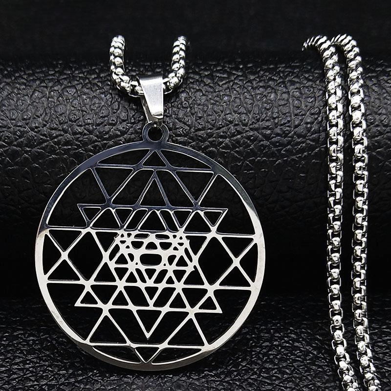 Yoga Hindu Buddhism Flower of Life Stainless Steel Necklace Gold Color Sacred Geometry Symbol Necklace Jewelry collares N620S0