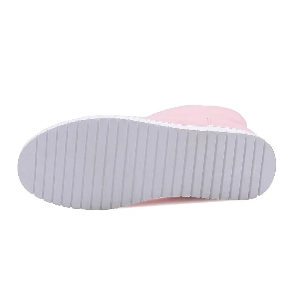 Winter Warm Plush Knee High Boots Women Comfy Flat Heel Snow Boots Slip On Platform Woman Long Boots Shoes Black Pink White 2025