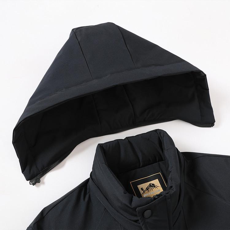 Men's Business Casual Hooded Winter Jacket - Thick Padded Cotton Outerwear for Middle-Aged and Elderly Warmth and Style.