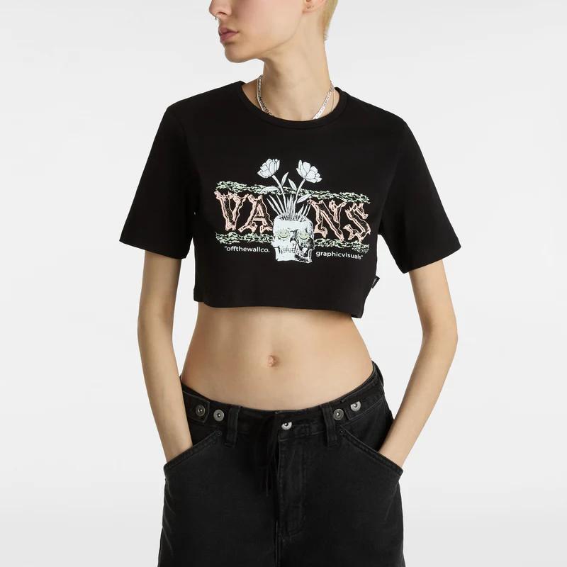 Vans Letter Print Pullover Short Sleeve T-Shirt Women tops Black VN000GGDBLK