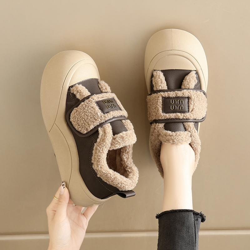 Platform Cotton Shoes Winter New Velcro Velvet Pregnant Women Casual Sports Shoes Warm Fluffy Shoes