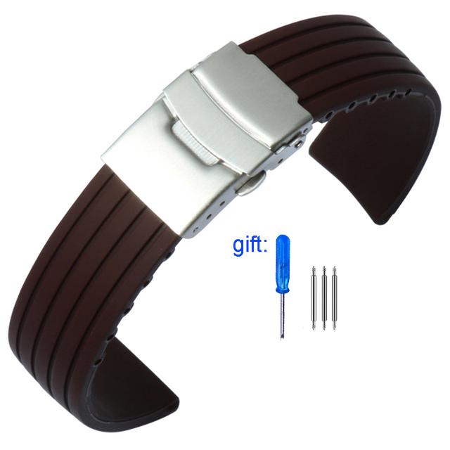 Safety buckle rubber watch strap Men 20 22mm For Seiko PROSPEX SKX007 Water Ghost Abalone Casio MDV-106 Silicone soft Watchbands