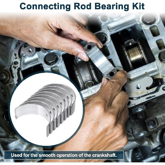 Connecting Rod Bearing Set No.1304174030 for Toyota Camry 1992-2001 Engine Rod Bearing Kit Metal Silver Tone 8 Pcs