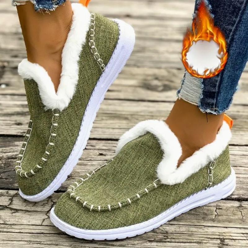 Winter Dicksohlige Schneestiefel, Damen Fleece Verdickte Wollwarme Übergröße Baumwollschuhe, Damen Modische Baumwollschuhe